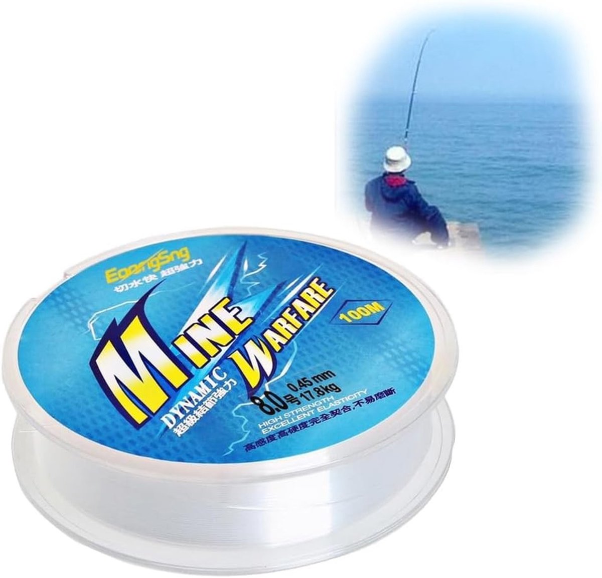 Duurzame monofilament vislijn van nylon, 100 m transparant, diameter 0.45 mm, ideaal voor vissen en hengelsport