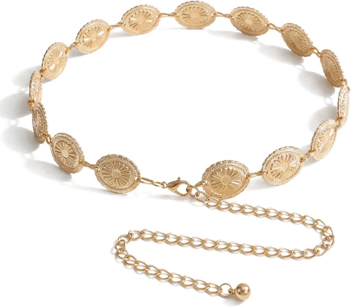 Verstelbare Gouden Metalen Kettingriem voor Dames - Perfect voor Jurken, Jeans en Cowgirl Outfits