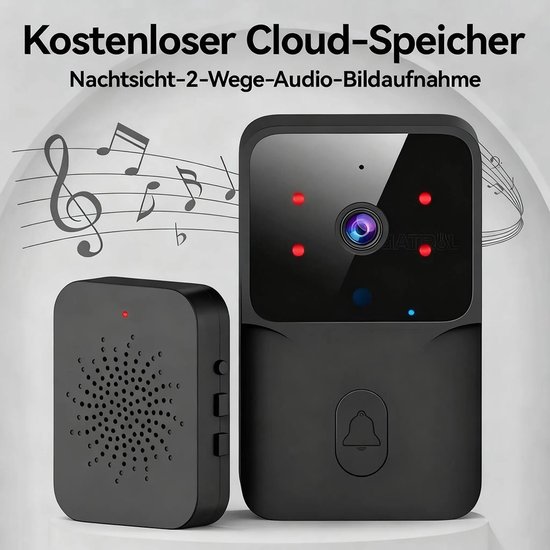 Draadloze videodeurbel met camera, wifi-connectiviteit, nachtzicht en tweewegs spraakcommunicatie; 1:1 beeldhoek. — afbeelding 2