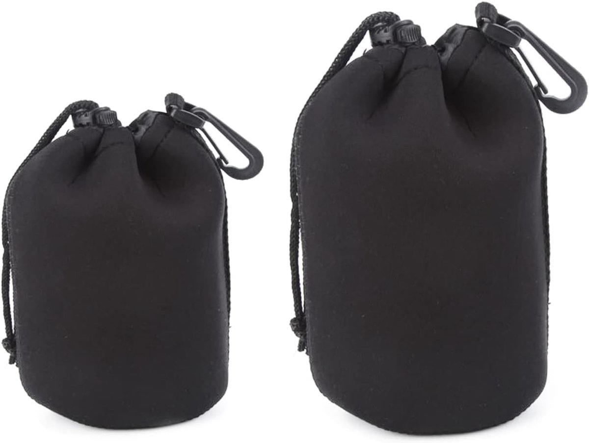Neopreen Tas voor Camera- en Objectieven, Waterdichte Bescherming, Reisaccessoires voor DSLR en Lenzen, 2 Stuks, Zwart