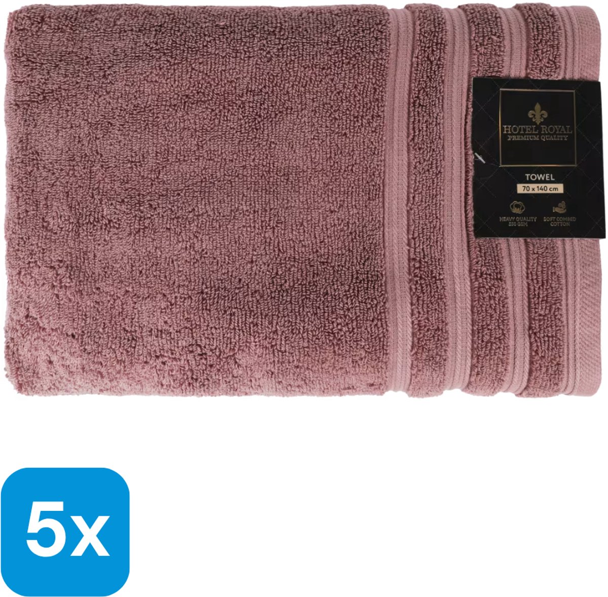 5x Hotel Royal badlaken Pink Mauve 70 x 140 cm