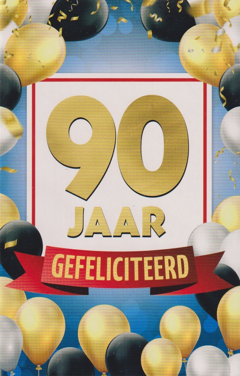 Wenskaart 90 Jaar Gefeliciteerd - Luxe verjaardagskaart - 12x17cm - Gevouwen Wenskaart inclusief envelop - Leeftijdskaart - D17988