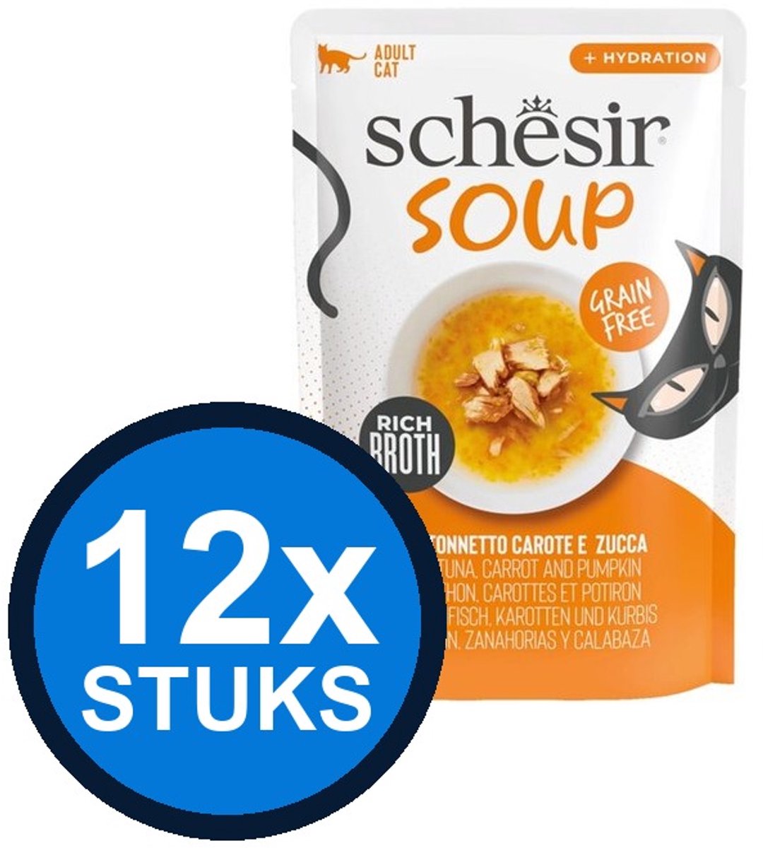 12x Schesir Complementary kat pouch soup tonijn&pompoen 40gr