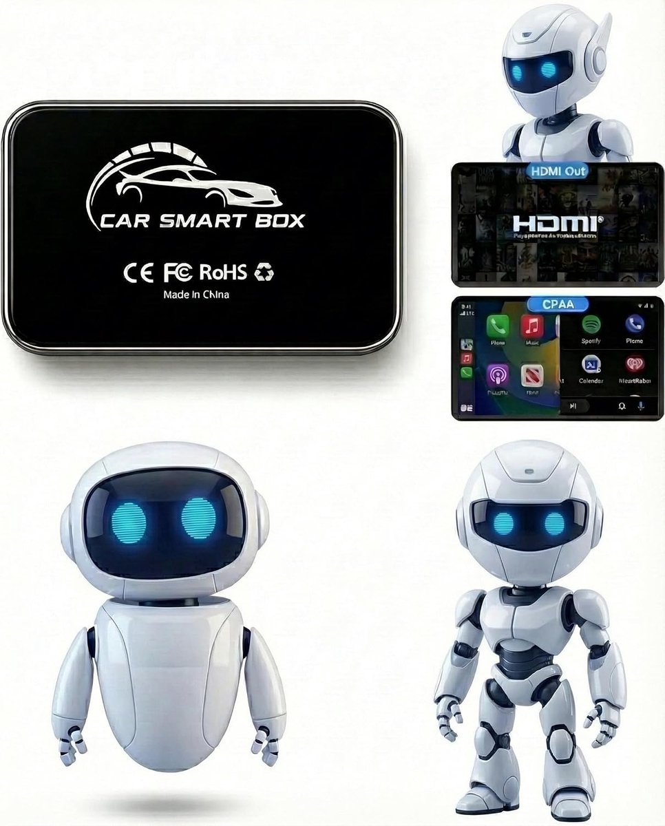 CarPlay AI Box 2G+16G Auto Smart Box Android 13 Draadloze Carplay Android Auto Adapter met -Compatibele Video-Uitgang