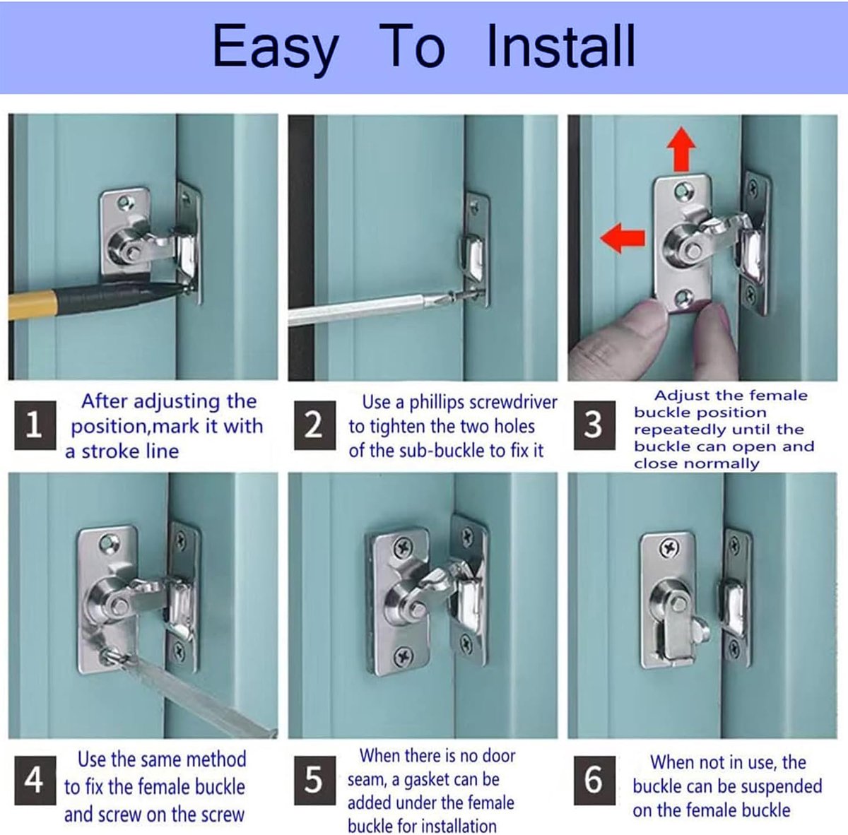 WANLIAN Swivel Safety Handle for Sliding Barn Door, Retractable Door Lock, Heavy Duty Stainless Steel Door Locks - ShopVlot — cadeau in Cadeau-ideeën - foto 7
