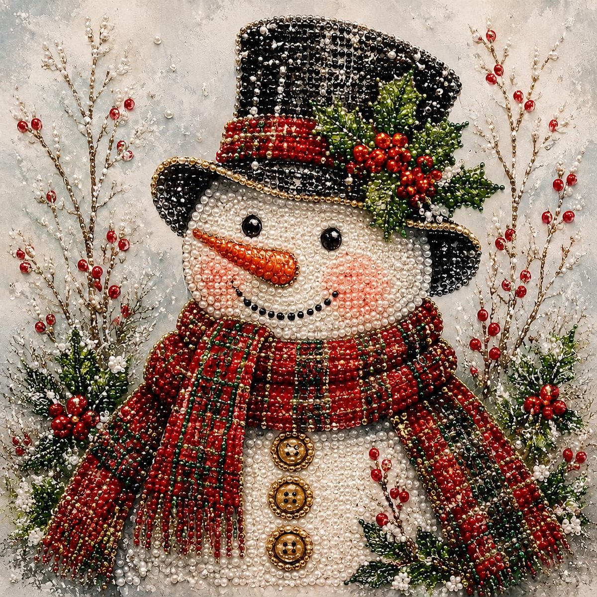 Casalora DIY Kerst Parel Diamant Schilderij Kunstset - Diamond Painting Sneeuwpop B voor Volwassenen & Beginners - 20 x 20 cm