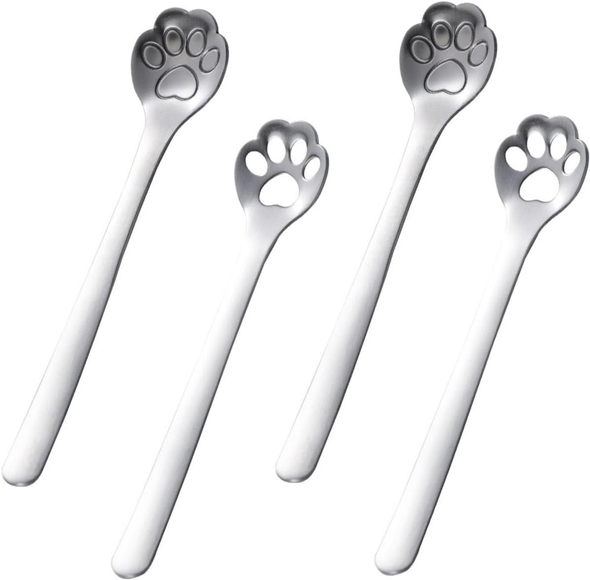 4 stuks kattenpootlepels, roestvrijstalen koffielepels, 14,7 cm theelepels met kattencartoon, roerlepel voor melkdranken