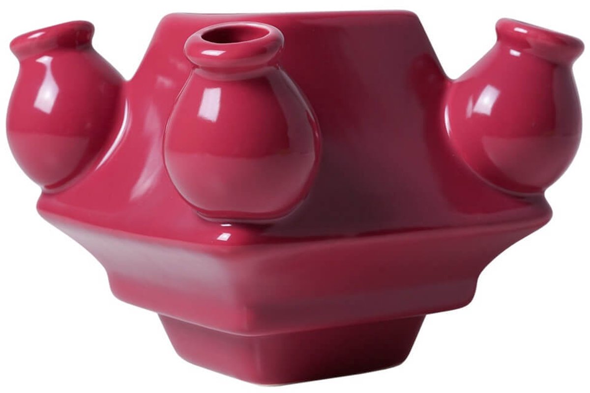 Heinen Delfts Blauw Stapelgekte - Oud Rood - Midden - Keramiek - 10 cm