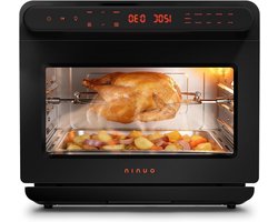 Multifunctionele Airfryer Oven - Heteluchtfriteuse Mini-oven - Gezond Koken - Stoom en Hetelucht - 12 Liter - Zwart