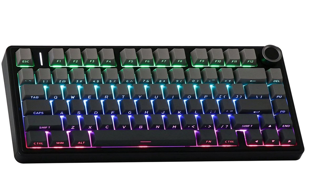 Aula F75 PRO-75% Mechanisch Toetsenbord-Draadloze Gaming Toetsenbord- BT5.0/USB‑C/2,4GHz-Gasket structuur-RGB Reaperschakelaars-Compatibel met Win/Mac-Zwart Verloop