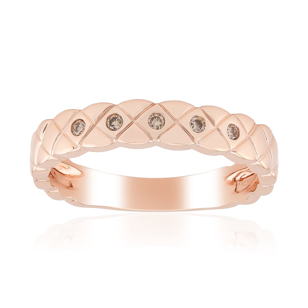 Cavill - Zilveren ring met 5 I1 Argyle Rose de France diamanten - 0,045 ct - 925 sterling zilver - Roségoud verguld - Elegant en stijlvol