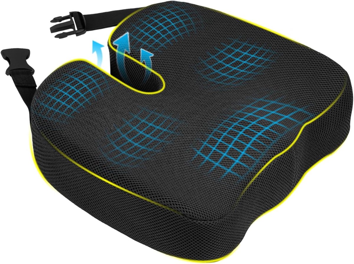 DYVNS® Zitkussen Orthopedisch - Stuitkussen Ergonomisch - Wigkussen voor Auto of Bureaustoel - Extra Dik - Traagschuim