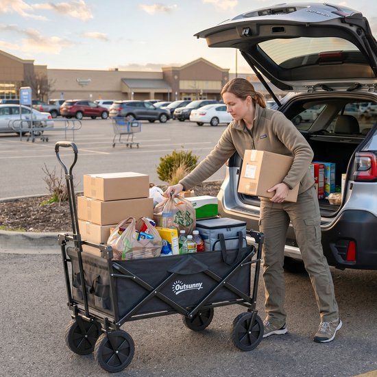 Outsunny Bollerwagen Stahl, Oxfordstoff Schwarz van Outsunny — afbeelding 3