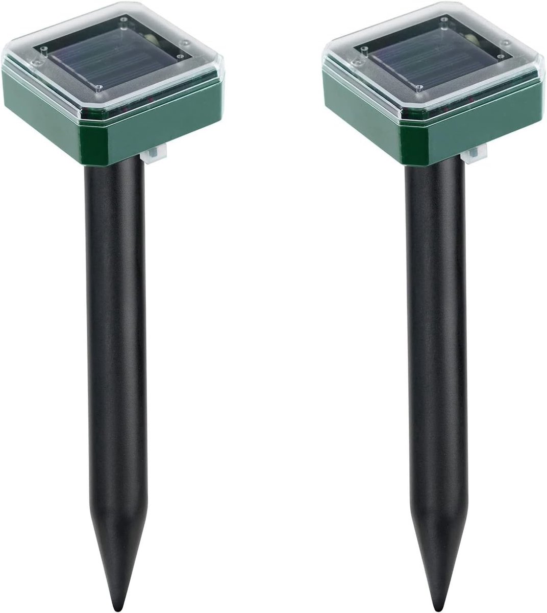 Set van 2 Ultrasone Mollenafweerders op Zonne-energie, Waterdicht IP65, Effectieve Oplossing voor Tuin en Veld