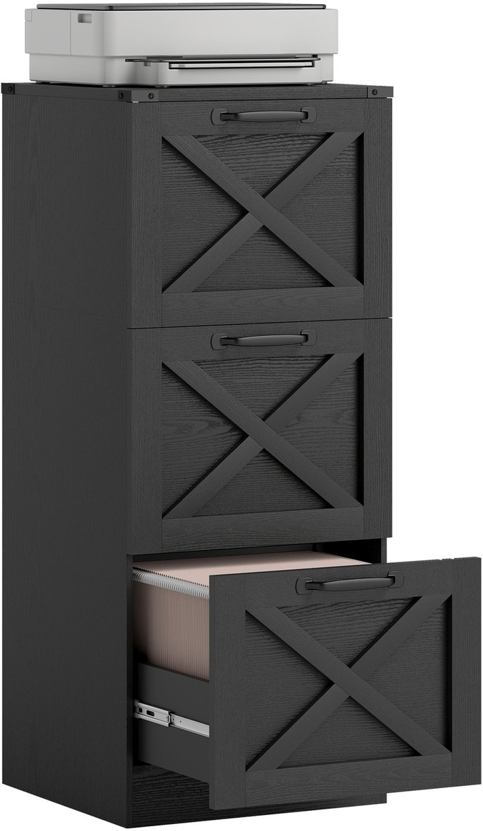 HOMCOM archiefkast - Spaanplaat - 40x40x101cm - Zwart