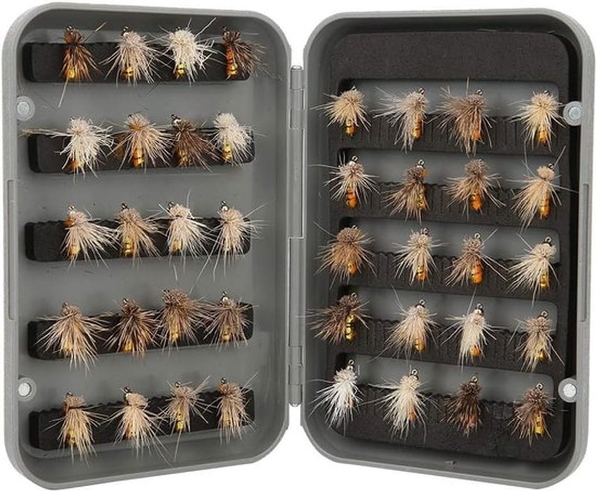 Set van 40 Droge Vliegen voor Vliegvissen met Vliegdoos, Perfect voor Forel, Vissen met Haak en Accessoires