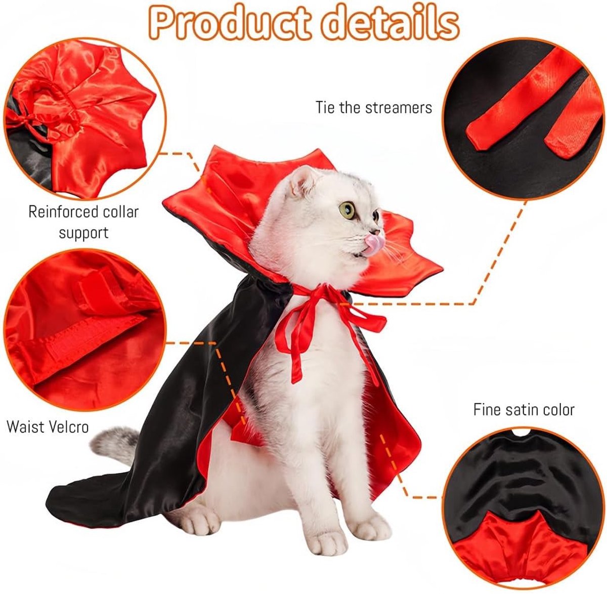 Vampiercape voor Huisdieren, Grappige Halloween Kostuums voor Katten en Kleine Honden, Ideaal voor Feestjes en Cosplay