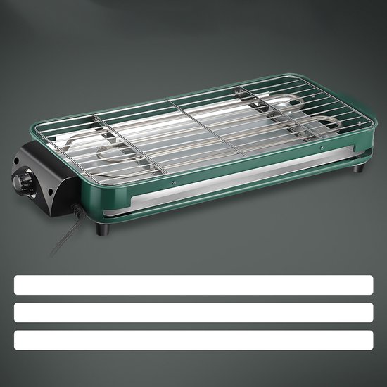 Tafelbarbecue - 2-in-1 elektrische grill - Dubbellaagse elektrische grillplaat - Binnenbarbecue - Ingebouwde rookafzuiging - Instelbare temperatuur - Inclusief 1 elektrische grillplaat, 1 grillpan, 1 grillrooster en 1 lekbak - 220V - 1500W - Blauw — afbeelding 2