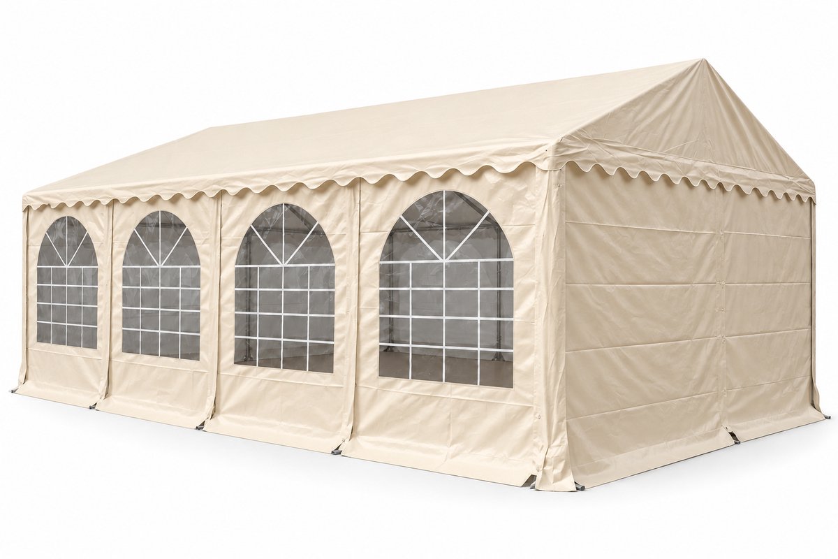 Ambisphere Classic Plus Partytent 5x10m – Feesttent & Opslagtent – PVC 550 g/m² – Treksterkte 850 N – Brandvertragend – Beige