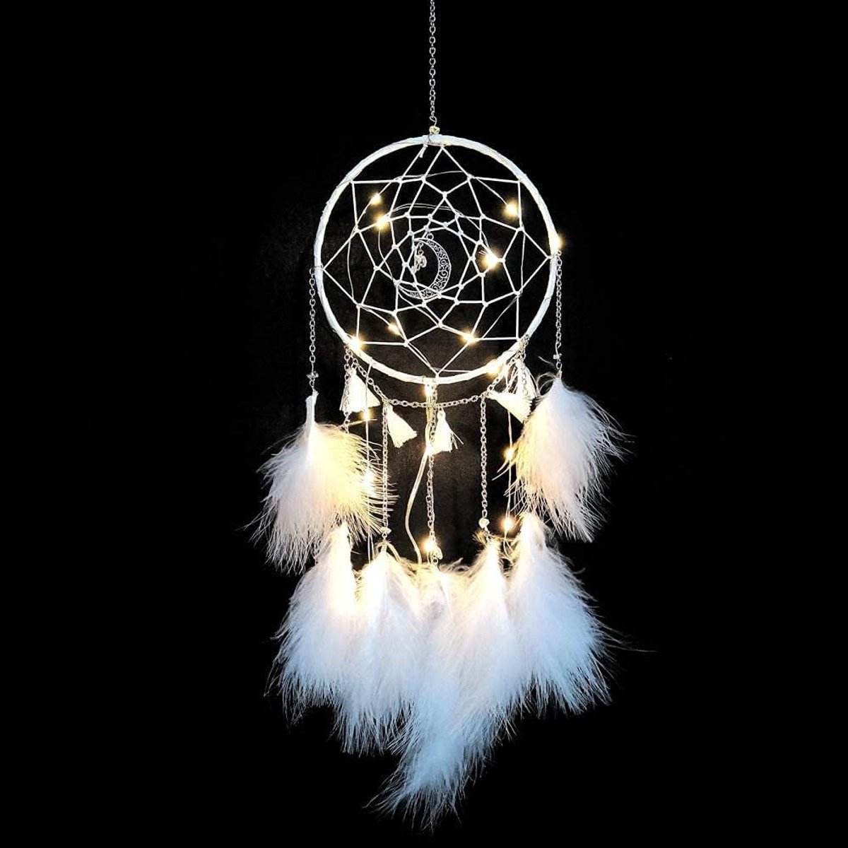Handgemaakte Droomvanger Spring - 15 cm Diameter, 50 cm Lengte, Uniek Design, Slaapdecoratie, Spiritueel Accessoire