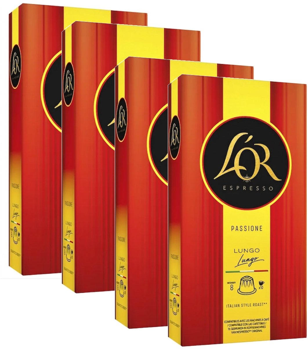 L'Or Espresso Passione Lungo - Multipack - 40 (4x10) Koffiecups Compatibel met Nespresso Coffee Machine