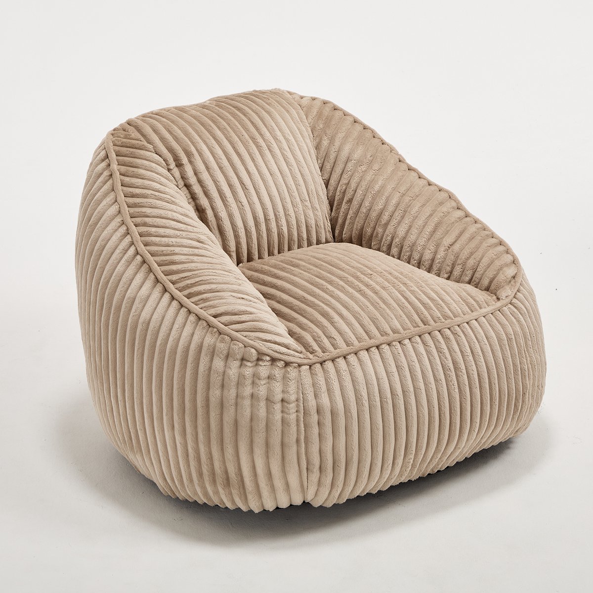 Zitzak met memoryschuimvulling, gestreepte bubbelpluche, pluizig, knus, gezellige sofa voor woonkamer, appartementen en studentenkamers- Kaamel
