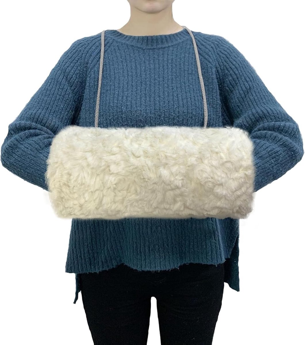 Handmuff voor Vrouwen van Faux Fur, Draagbare Winter Handwarmer met Nekkoord en Ritszak, Ideaal voor Koude Dagen en Buitenactiviteiten