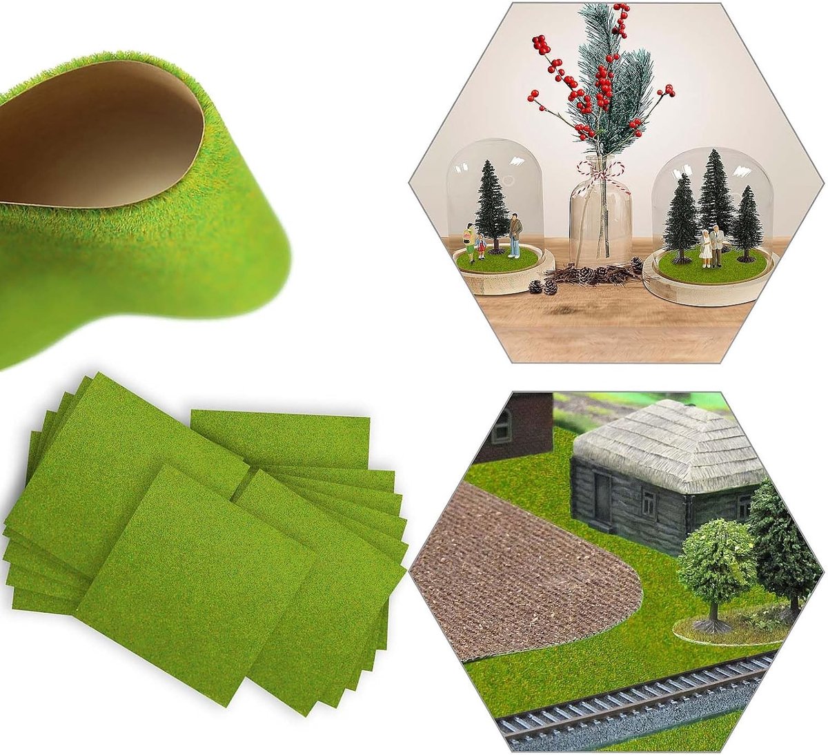 Miniatuur Grasmat voor Tuinlandschapsdecoratie - 12 Stuks 17 x 17 cm - Perfect voor Modelbouw en Balkon Versiering