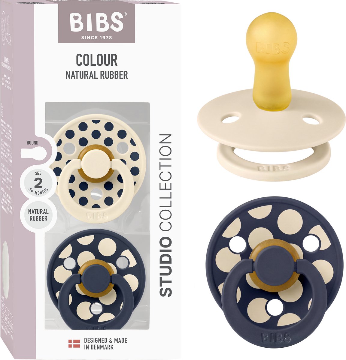 BIBS Colour Fopspeen - 6-18 mnd - 2-pack - Rond - Ivory/Deep Space