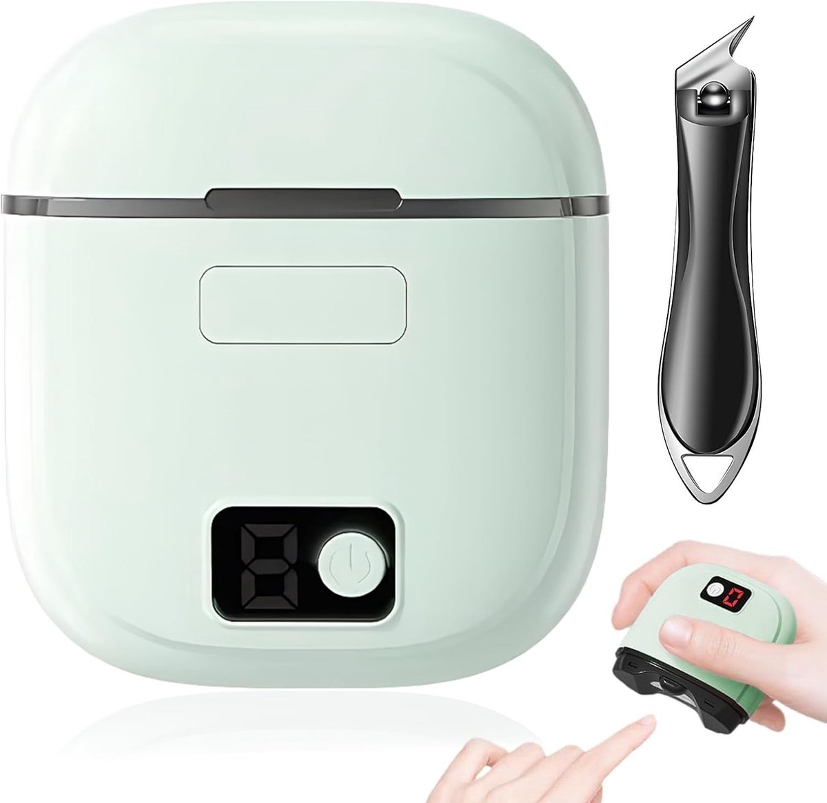 Nagelknipperset met elektrische nagelknipper en schuin model, 3 snelheden en LED-verlichting voor perfecte nagelverzorging