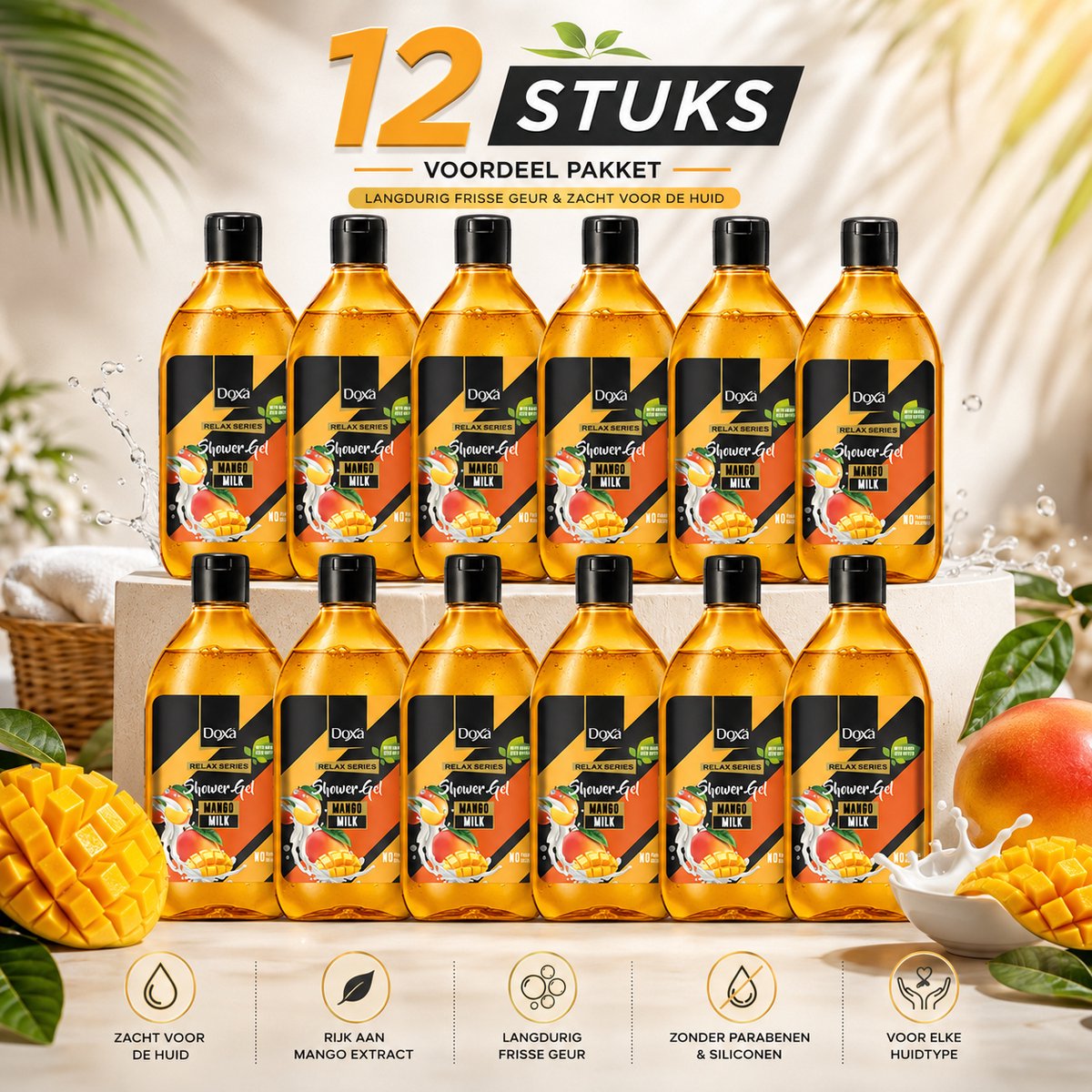 12 × Doxa Relax Series Shower Gel Mango Milk – 400 ml