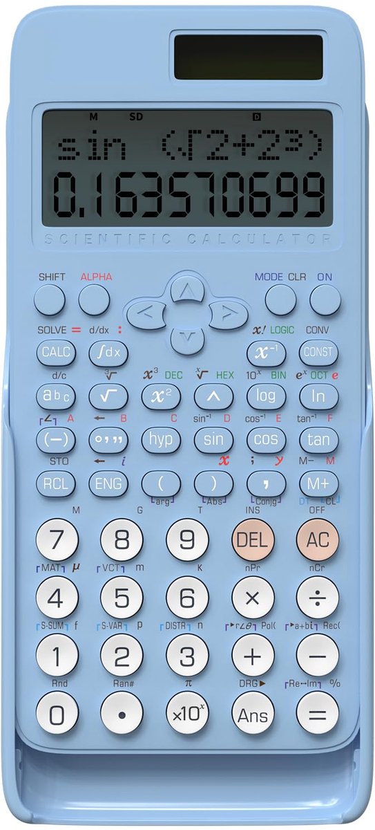 Wetenschappelijke rekenmachine 401 functies LCD display op zonne-energie met batterij school calculator met beschermhoes