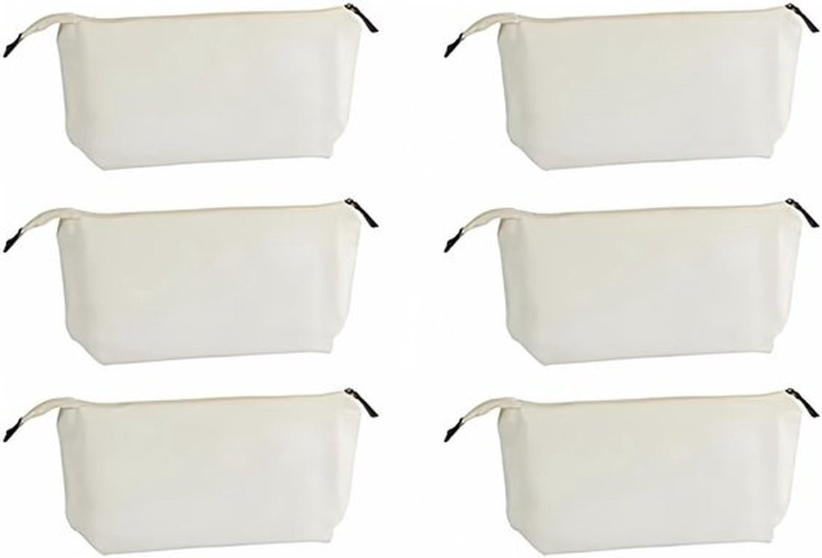 Witte reis make-up tas - Set van 6 - Praktisch en Stijlvol - Wit - Cosmetica-etui - Ideaal voor Vrouwen - Handig voor Reizen