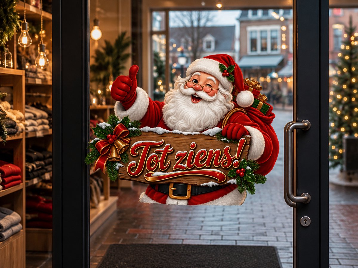 Tot ziens! Kerstman Sticker – 40 x 30 cm