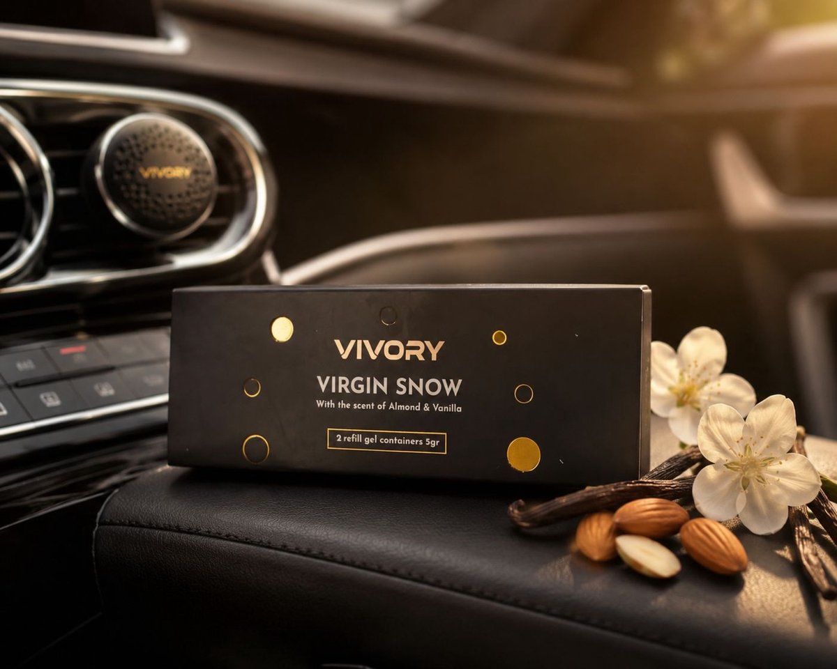 Vivory - Virgin Snow - Almond & Vanilla - Autoparfum - 2 Refill