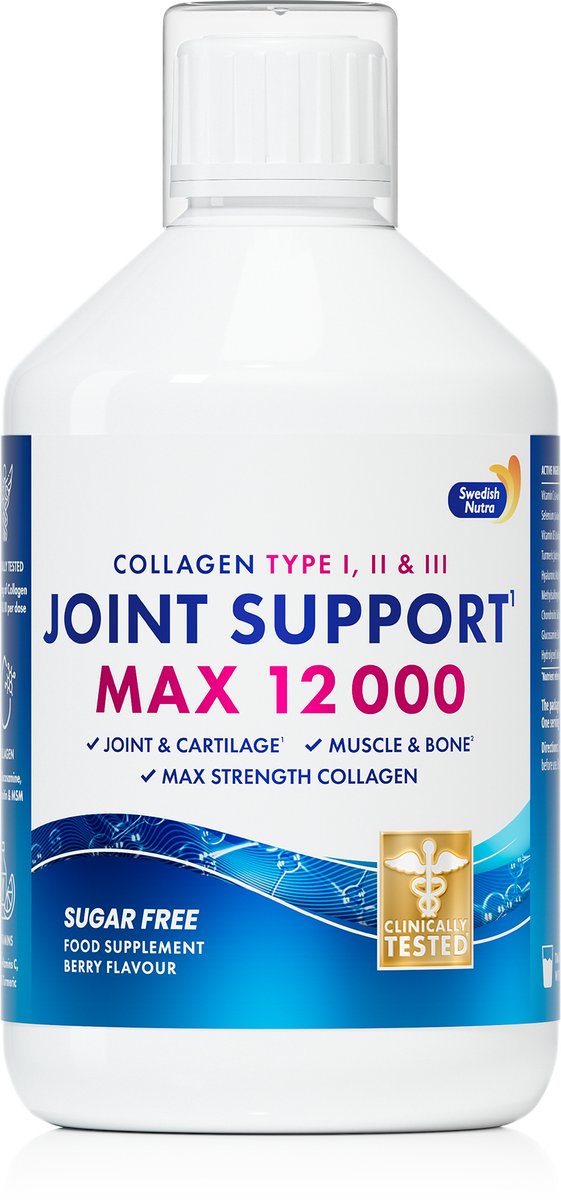 Joint Support MAX - Swedish Nutra - Collageen Type I, II & III - Gewrichten, Botten & Kraakbeen - Bosvruchtensmaak, Suikervrij - 500 ml