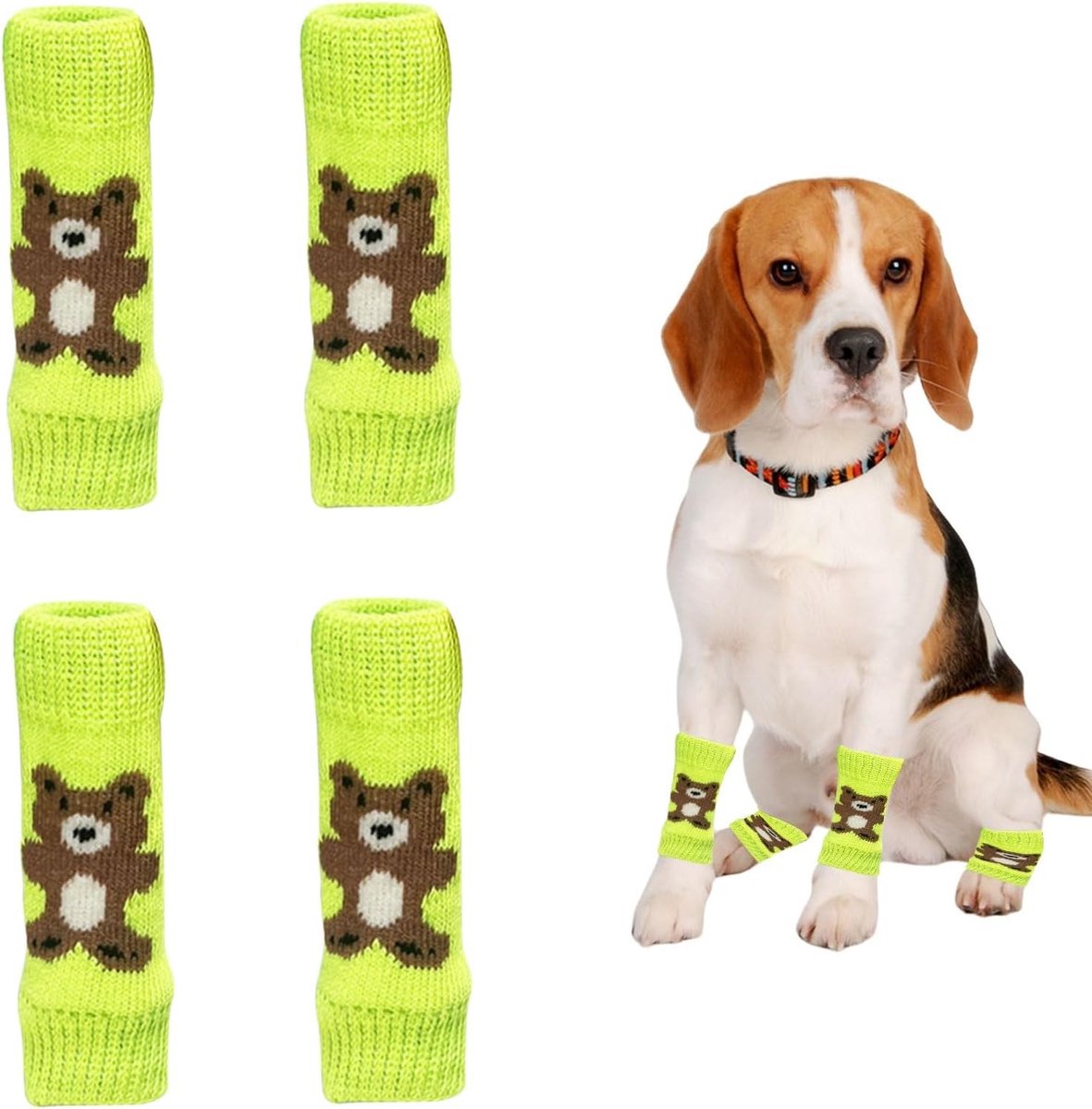 Schattige Beren Legwarmers voor Honden en Katten, 4 Stuks, Warm Gebreid, Ideaal voor Winterbescherming van Kleine Huisdieren