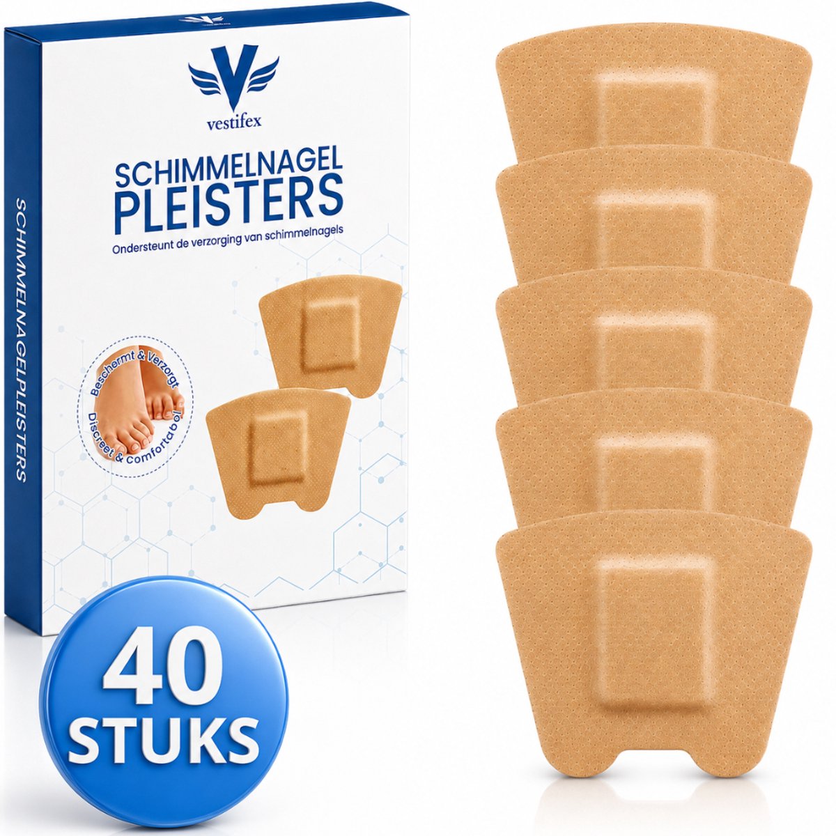 Vestifex® Kalknagel Pleisters 40 Stuks - Kalknagelbehandeling - Schimmelnagel Behandeling - Pleister voor Nagelschimmel - Nagelverzorging voor Vinger & Teen
