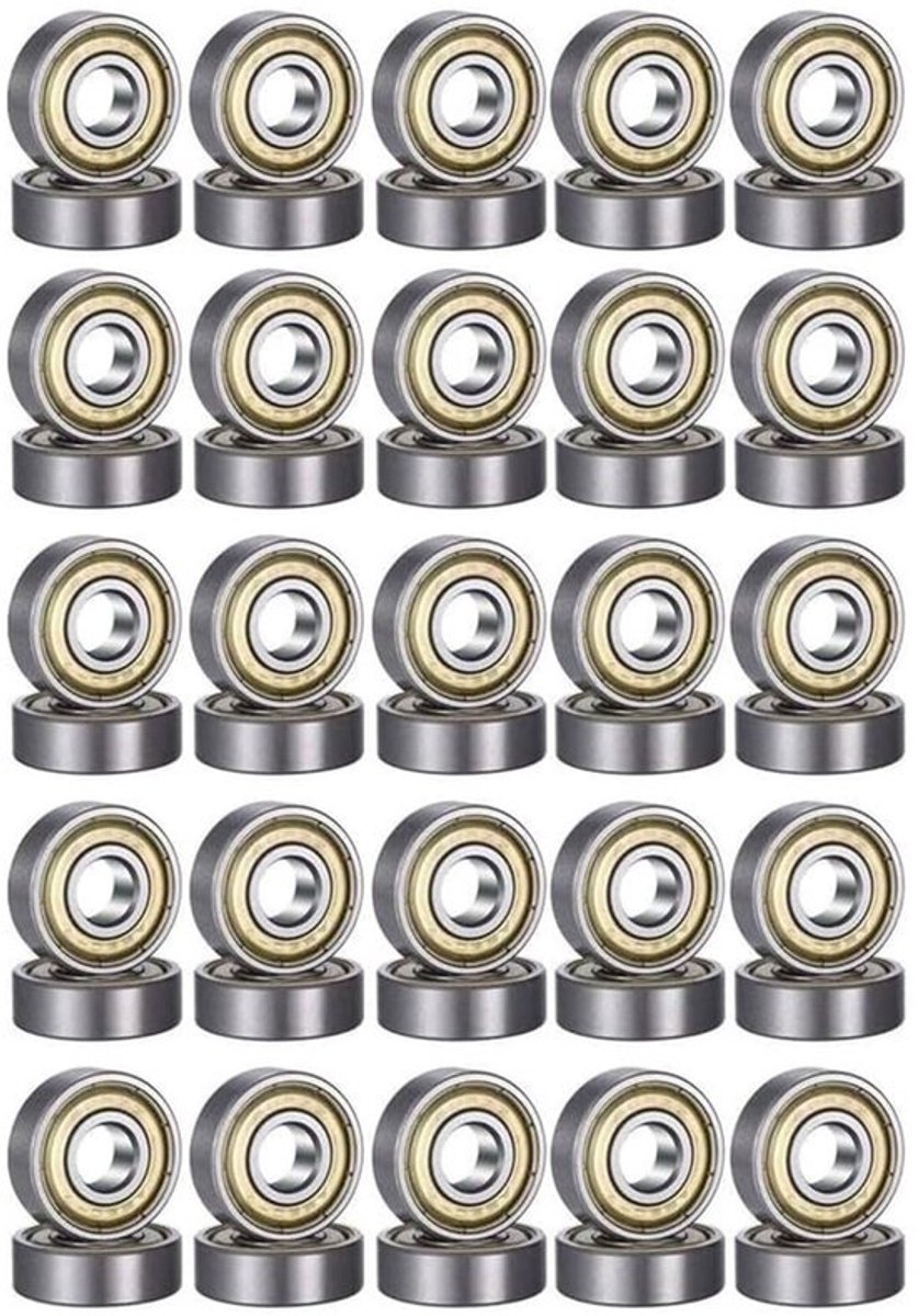Allecto Kogellagers 608 ZZ 50 Stuks Kogellagers Dubbel Afgeschermd voor Zilver