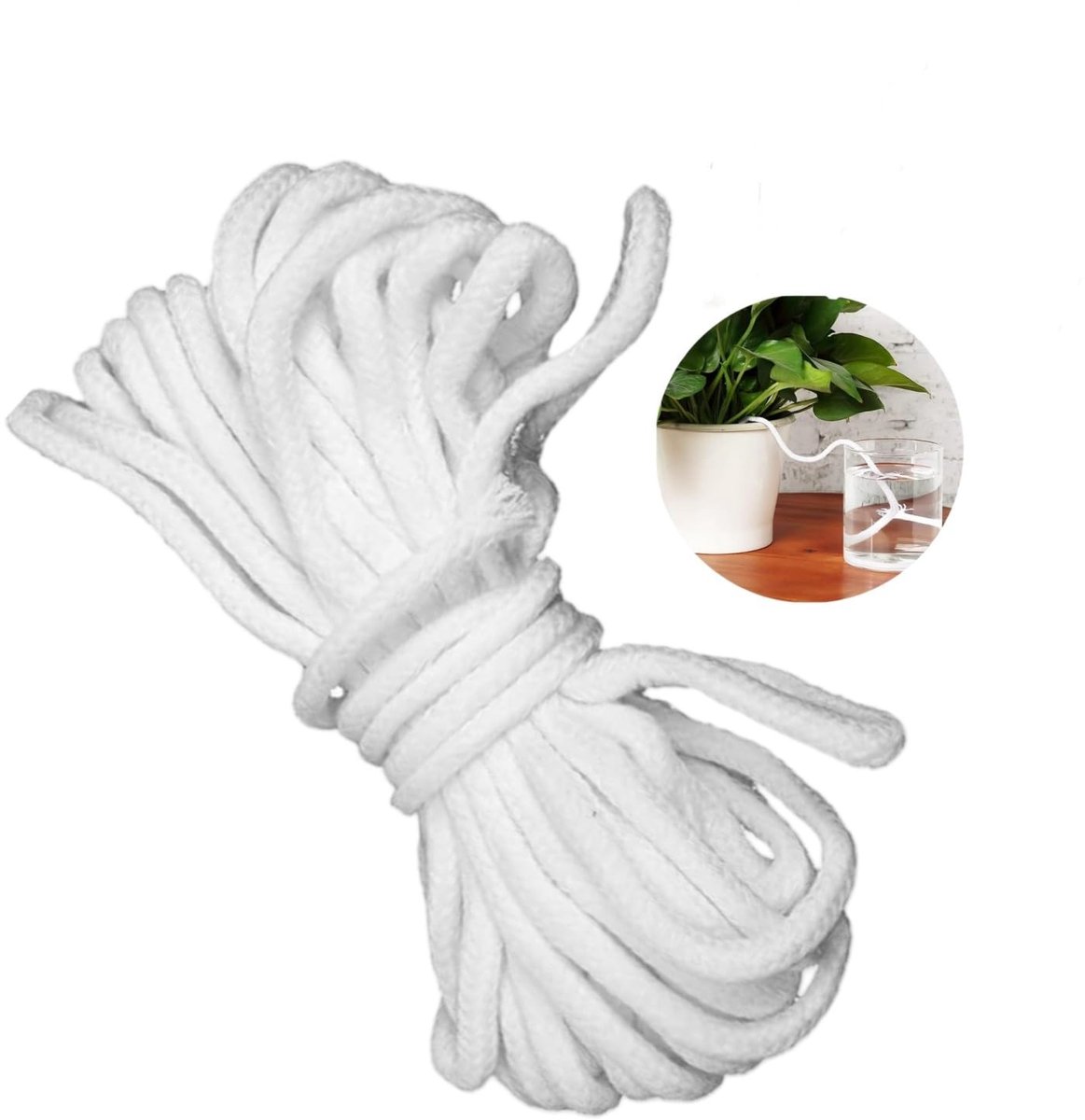Zelfwaterende Capillaire Wick, 15m 6mm Irrigatie Touw voor Drip Irrigatie van Binnenplanten, Tuinieren en Plantenverzorging