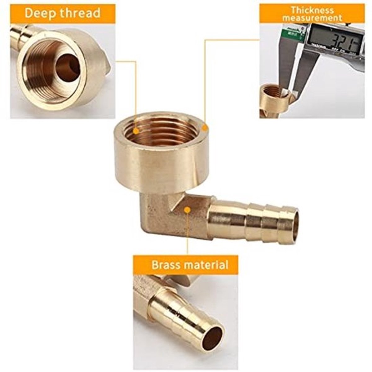 Allecto - Messing Weerhaak Slang Fitting - 90 Graden Elleboog Pijp Connector