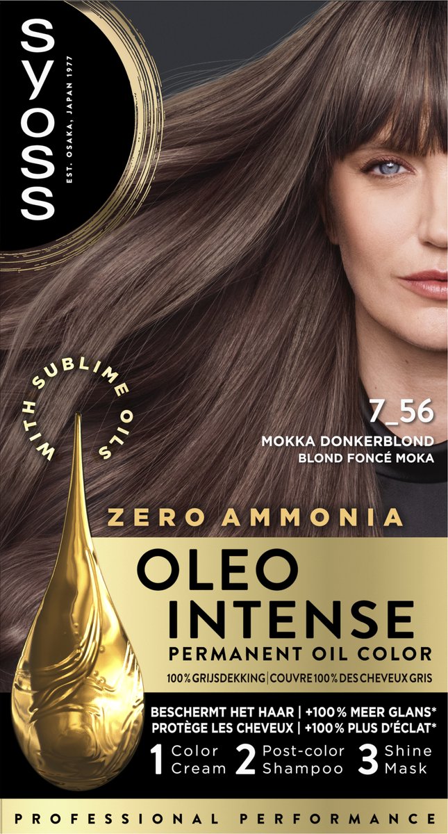 Bol.com Syoss Oleo Intense 7-56 Haarverf - Mokka Donkerblond - Permanente Haarkleuring - Ammoniakvrij - Met Voedende Oliën - 100... aanbieding