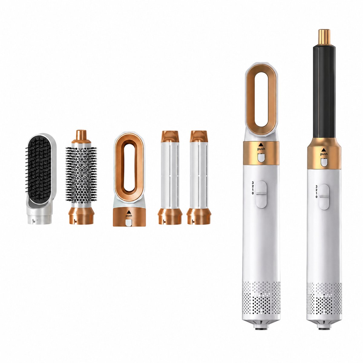 Veya Multistyler Wit Goud - Fohnborstel - Airstyler - Krultang 5 in 1 - Haardroger - Air Curler - 1000W - Warm en Koud - 3 standen