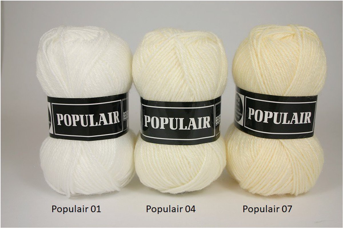 Beijer Populair acryl garen - gebroken wit (04) - 1 bol haakgaren/breigaren - naald 3,5 a 4mm