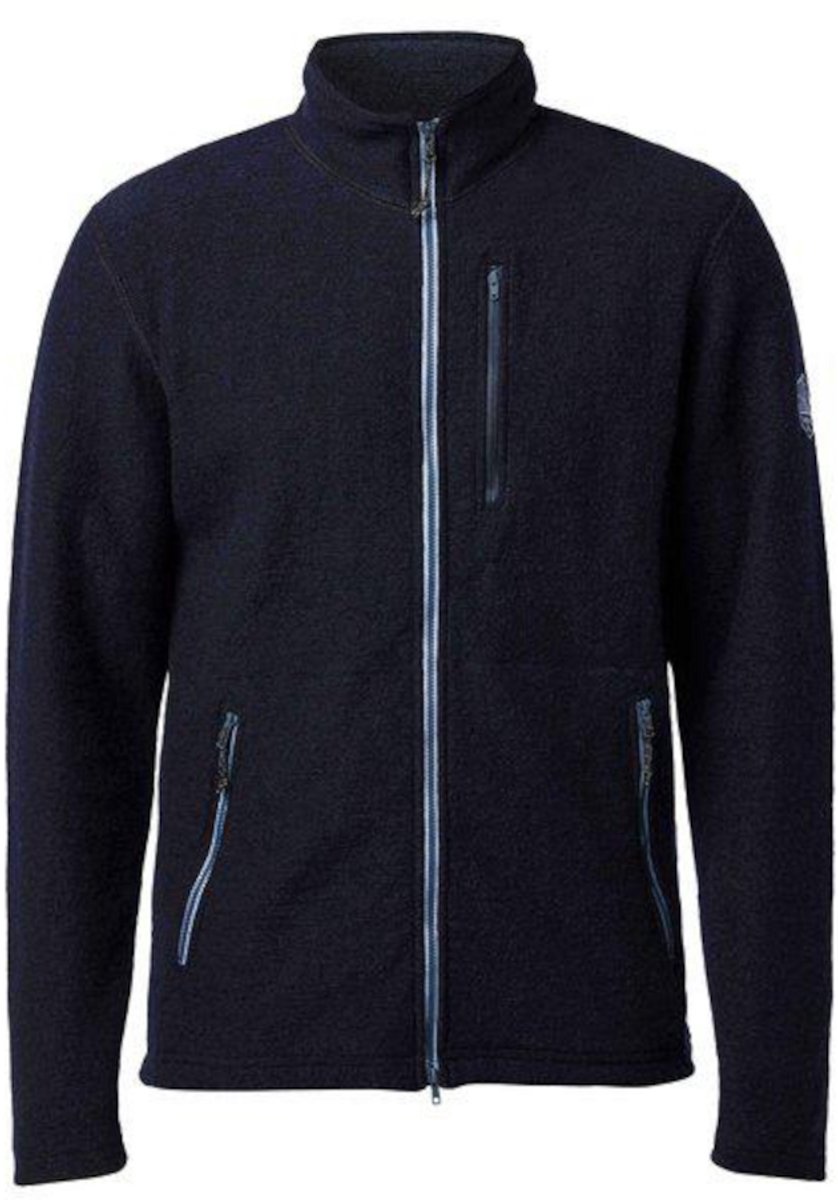 Ivanhoe vest Louie Full Zip Navy - lichte gekookte wol - Blauw