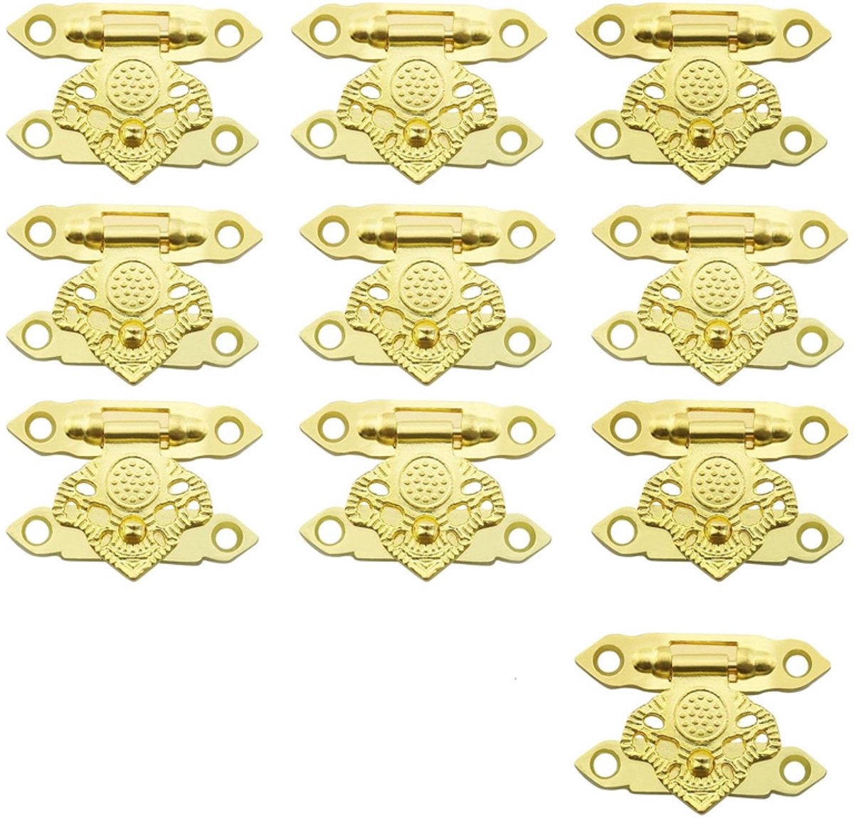10 stuks - vintage scharnieren- Antieke Sluitingen- Kistgrendel - Metalen Kistslotjes - scharnieren-metalen scharnieren-Doosscharnier-Decoratieve scharnieren- Decoratieve Accessoires- Geschikt voor sieradenkasten, eenvoudige houten dozen-Goud