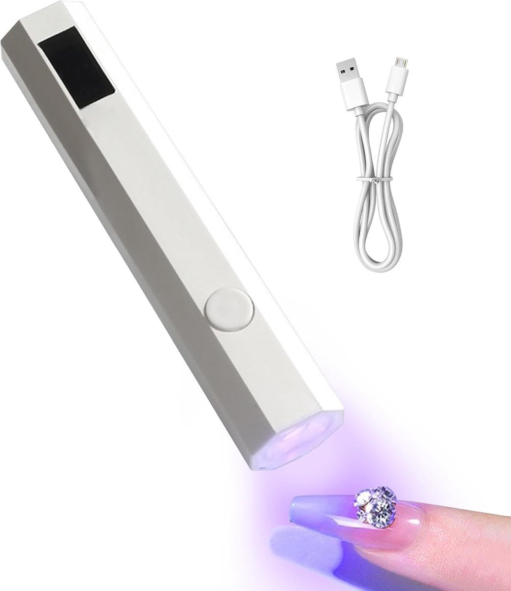 Draagbare UV - lamp voor gelnagels - compacte LED - nageldroger - sneldrogende nagellaklamp - digitaal display - draadloos ontwerp voor strass-lijm - voor salon, thuis en op reis - Mini Nagellamp - Draagbare Nagellamp - Nageldroger - nagel lamp - Wit