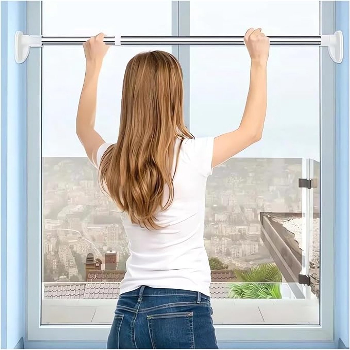 1 stuk - Uitschuifbare waslijn - Geen boren nodig - Verdikt roestvrij staal - Uitschuifbare waslijn voor balkon - Douchegordijnstang - Gordijnstang - Kledingstang - Kledinghanger - Buisdiameter 25 mm - Lengte 50-80 cm