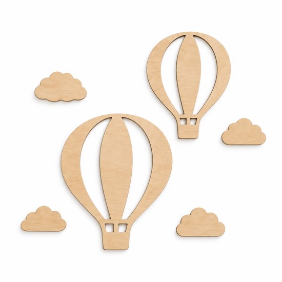 Wooden Wonder Crafts - Wanddecoratie kinderkamer - Luchtballonnen - Hout — afbeelding 2