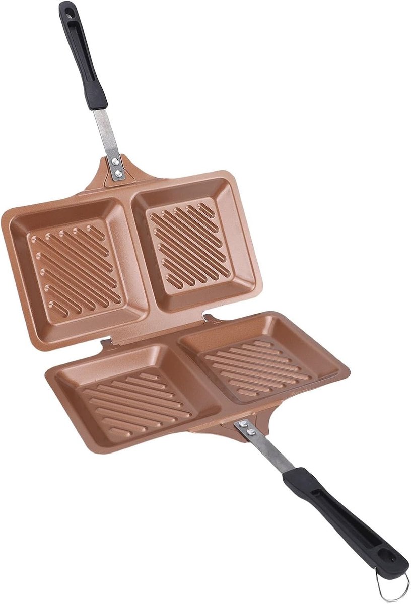 Dubbelzijdige Panini Maker met Antiaanbaklaag en Vierkant Ontwerp voor Thuisgebruik - Perfect voor Sandwiches en Toasts